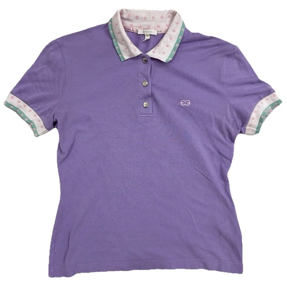 ESCADA Purple Collared Short Sleeve Women's Polo SIZE 36 IT - Picture 1 of 16